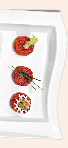 Tris di insalate di carne cruda